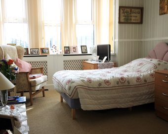 One of the bedrooms at Hollylodge EMI Residential Care Home, south Wales